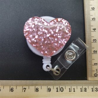 1Pc Liefde Hart Rhinestone Verpleegkundige Badge Reel Clip Badge Houder Intrekbare Pull Badge Id Lanyard Naam tag Kaart roze