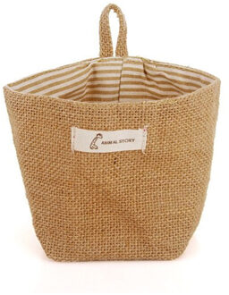 1Pc Linnen Katoen Stof Pouch Muur Deur Closet Opknoping Organizer Bag Desktop Opslag Mand Opknoping Opslag Container 03