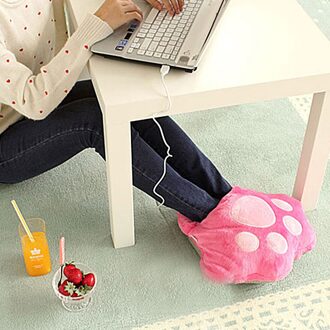 1Pc/Lotv Leuke Grote Cartoon Voeten Warm Slippers Usb Voet Warmer Schoenen Computer Pc Elektrische Warmte Slipper Soft en Comfortabel 461350 Roze