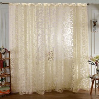 1Pc Luxe Geborduurde Sheer Voile Gordijnen Raam Gordijnen Cortina Voor Woonkamer Deur Gouden Kant Gordijnen Tule Windows Schermen