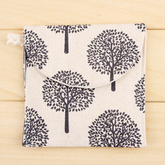 1Pc Maandverband Pouch Servet Opbergtas Sleutel Opbergtas Portemonnee Credit Card Pakket Zakken Little zwart tree