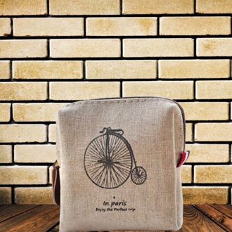 1Pc Meisje Kids Portemonnee Houder Sleutelhanger Zak Retro Mini Kids Rits Zak Nostalgische Geheugen Canvas Portemonnee Kleine bicycle