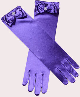 1Pc Meisje Prinses Bruiloft Handschoenen Bloemen Bows Handschoen Satijn Bruiloft Handschoen paars