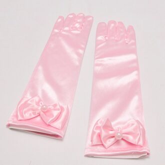 1Pc Meisje Prinses Bruiloft Handschoenen Bloemen Bows Handschoen Satijn Bruiloft Handschoen roze