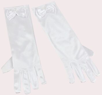 1Pc Meisje Prinses Bruiloft Handschoenen Bloemen Bows Handschoen Satijn Bruiloft Handschoen wit
