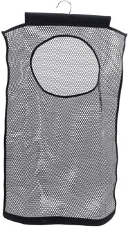1Pc Mesh Vouwen Vuile Waszak Opknoping Op De Muur Deur Opslag Mand Draagbare Ruimtebesparend Huishoudelijke Opbergtas zwart