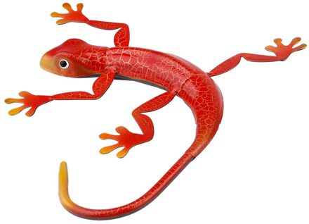 1Pc Metalen Gekko 3D Wall Art Sculptuur Decor Indoor Outdoor Opknoping Ornament rood