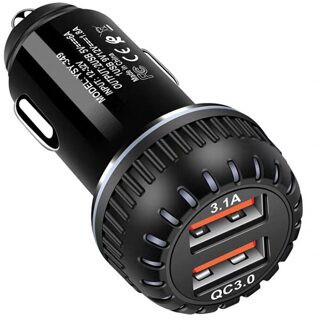 1Pc Mini 2.4A Usb Auto Charger Fast Charger Dual Usb Charger Adapter Auto Sigarettenaansteker 5V zwart