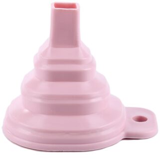 1Pc Mini Draagbare Siliconen Opvouwbare Trechters Warmte Olie Slip Water Vloeibare Siliconen Gel Inklapbare Trechter Keuken Koken Gereedschap roze