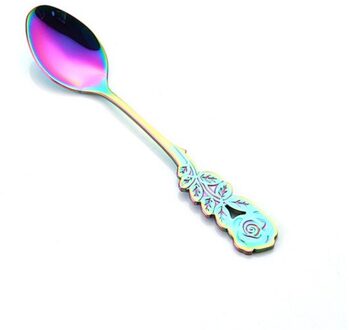 1Pc Mini Rvs Rose Handvat Koffie Lepel Roeren Lepel Theelepel Theelepel Dessertlepel Lange Handvat Servies Goud veelkleurig