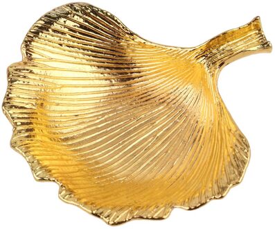 1Pc Mini Sieraden Lade Ring Display Plaat Trinket Opslag Gerecht Gouden Tafel Organisator Voor Thuis (Ginkgo Blad) 12x12cm