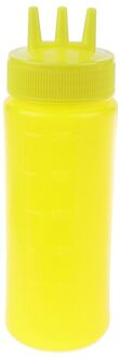 1Pc Mode 3 Gaten Twist Cap Food Grade Plastic Squeeze Fles Ketchup Mosterd Mayo Sauzen Olijfolie Flessen Keuken gadget geel