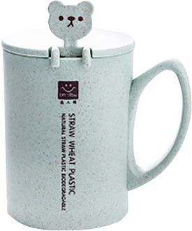 1Pc Mok Cartoon Leuke Koffie Granen Ontbijt Water Cup Met Deksel Met Lepel Taza De Aislamiento Térmico Copa Mark BG