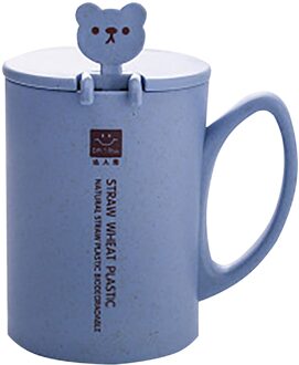 1Pc Mok Cartoon Leuke Koffie Granen Ontbijt Water Cup Met Deksel Met Lepel Taza De Aislamiento Térmico Copa Mark BU