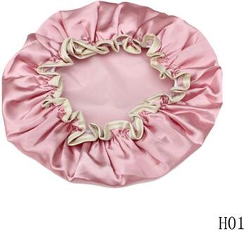 1Pc Mooie Dikke Vrouwen Douche Satijnen Hoeden Kleurrijke Bad Douche Caps Haar Cover Dubbele Waterdichte Badmuts 01