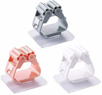 1PC Mop Clip Wandmontage Mop Houder Opslag Bezem Hanger Clip Naadloze Mop Haak Keuken Opslag Bezem Hanger Haak rekken willekeurig