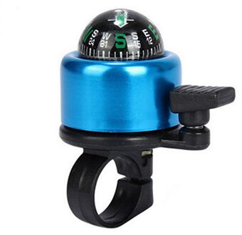 1Pc Multi Kleuren Aluminium Legering Fietsbel Met Kompas Fiets Alarm Hoorn Mountainbike Accessoires Blauw