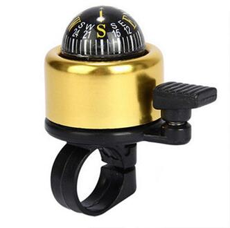 1Pc Multi Kleuren Aluminium Legering Fietsbel Met Kompas Fiets Alarm Hoorn Mountainbike Accessoires goud