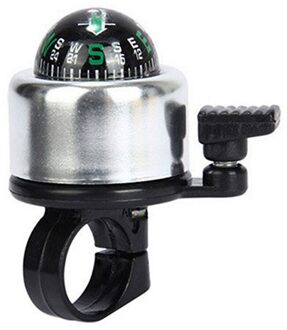 1Pc Multi Kleuren Aluminium Legering Fietsbel Met Kompas Fiets Alarm Hoorn Mountainbike Accessoires zilver