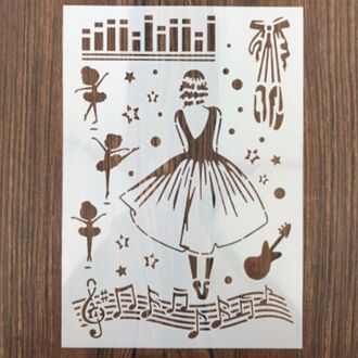 1Pc Musical Ballet Meisje Vormige Herbruikbare Stencil Airbrush Schilderen Art Diy Home Decor Schroot Boeken Fotoalbum Ambachten