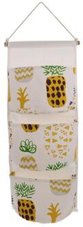 1Pc Muur Gemonteerde Bag Handige Opbergtas Praktische Muur Opknoping Zak Muur Opknoping Opbergzakken Katoen Linnen Deur organizer ananas