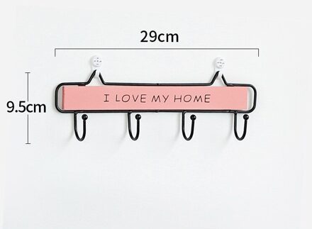 1PC Muur haken Wall Mounted Kleerhanger 4 Haken Hoed Sleutelhouder Wasserij Jas Rack Opknoping Opslag Plank Voor muur roze