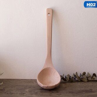 1Pc Natuurlijke Houten Keuken Koken Gereedschap Spatel Lepel Mengen Houder Kookgerei Diner Voedsel Wok Schoppen 2