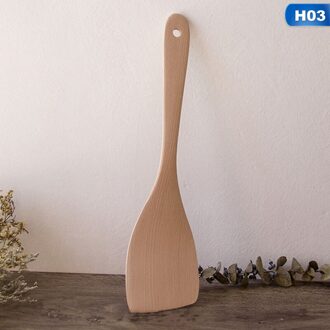 1Pc Natuurlijke Houten Keuken Koken Gereedschap Spatel Lepel Mengen Houder Kookgerei Diner Voedsel Wok Schoppen 3