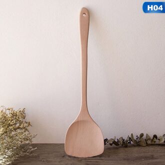 1Pc Natuurlijke Houten Keuken Koken Gereedschap Spatel Lepel Mengen Houder Kookgerei Diner Voedsel Wok Schoppen 4