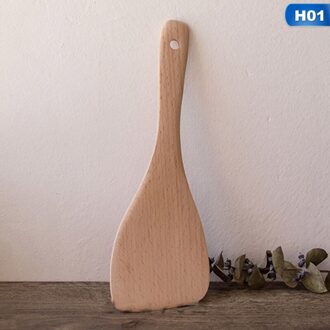 1Pc Natuurlijke Houten Keuken Koken Gereedschap Spatel Lepel Mengen Houder Kookgerei Diner Voedsel Wok Schoppen