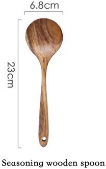 1Pc Natuurlijke Houten Servies Lepel Pollepel Turner Lange Rijst Scoop Keuken Tool Set Vergiet Soep Skimmer Koken Lepels 4