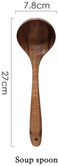 1Pc Natuurlijke Houten Servies Lepel Pollepel Turner Lange Rijst Scoop Keuken Tool Set Vergiet Soep Skimmer Koken Lepels