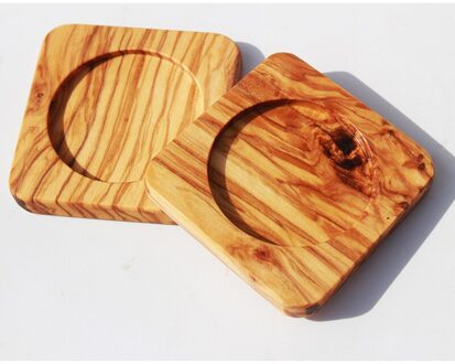 1Pc Natuurlijke Olijf Houten Beker Mat Koffie Mok Bekerhouder Tafel Mat Kleine Houten Onderzetters Voor Drankjes Wijn glas Coaster Quadrate