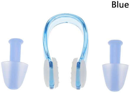 1Pc Neus Clip + 2 Stuks Ear Plug Met Opbergdoos Zachte Zwemmen Oordopjes Voorkomen Water Bescherming Ear Plug zwembad Zwemmen Dive Accessoires blauw
