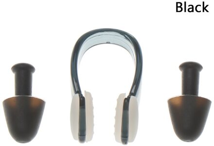 1Pc Neus Clip + 2 Stuks Ear Plug Met Opbergdoos Zachte Zwemmen Oordopjes Voorkomen Water Bescherming Ear Plug zwembad Zwemmen Dive Accessoires zwart