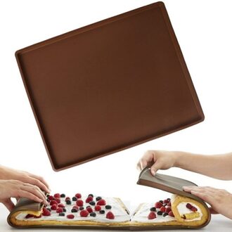 1Pc Non-stick Siliconen Bakken Mat Cake Pad Roll Pad Keuken Accessoires Bakvormen Bakken Tools Siliconen Oven Mat cake Roll Bakken bruin