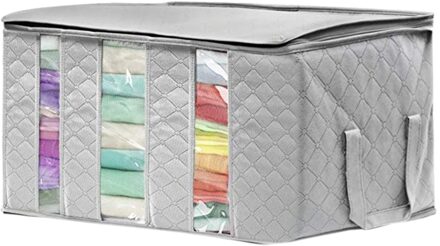 1Pc Non-woven Opvouwbare Kleding Organizer Huis Opbergdoos Quilt Opbergtas Container Organizer Box Huishoudelijke- grijs Blauw