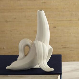1Pc Nordic Banaan Vaas Bloemenvaas Restaurant Tafelblad Decoratie Ornamenten wit
