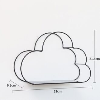 1Pc Nordic Wandplank Opknoping Creatieve Eenvoud Iron Cloud Wanddecoratie Rack Kinderen Slaapkamer Woonkamer Opknoping Decor zwart