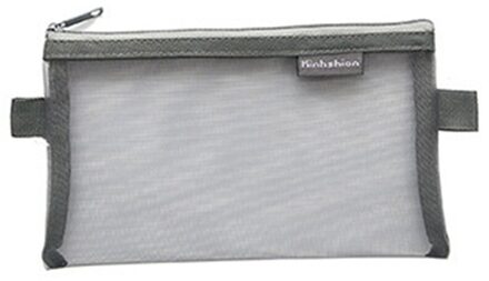 1Pc Nylon Mesh Potlood Gevallen Eenvoudige Stijl Pencilcase School Pen Geval Levert Kawaii Etui Voor Kantoor Doos Potloden pouch grijs-L