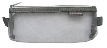 1Pc Nylon Mesh Potlood Gevallen Eenvoudige Stijl Pencilcase School Pen Geval Levert Kawaii Etui Voor Kantoor Doos Potloden pouch grijs-S