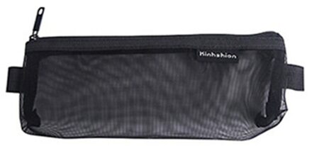 1Pc Nylon Mesh Potlood Gevallen Eenvoudige Stijl Pencilcase School Pen Geval Levert Kawaii Etui Voor Kantoor Doos Potloden pouch zwart-S