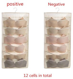 1Pc Ondergoed Organizer Multifunctionele Ondergoed Opslag Hanger Beha Ondergoed Opbergtas Dock Tie Hanger Kleding Opbergtas klein beige