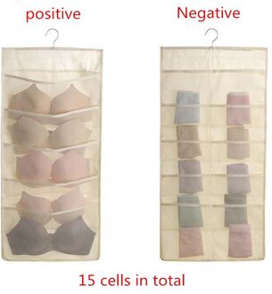 1Pc Ondergoed Organizer Multifunctionele Ondergoed Opslag Hanger Beha Ondergoed Opbergtas Dock Tie Hanger Kleding Opbergtas medium beige