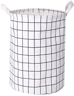 1Pc Opslag Mand Mode Plaid Waterdicht Wasbaar Grote Grootte Opvouwbare Wasmand wit