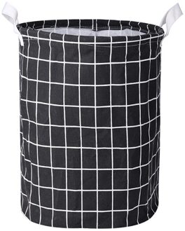 1Pc Opslag Mand Mode Plaid Waterdicht Wasbaar Grote Grootte Opvouwbare Wasmand zwart