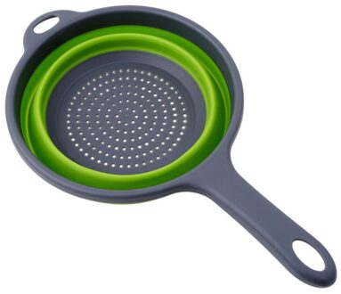 1PC Opvouwbare Siliconen Vergiet Afvoer Mand Met Handvat Groente Fruit Wassen Zeef Afdruiprek Keuken Accessoires Zeef Gereedschap