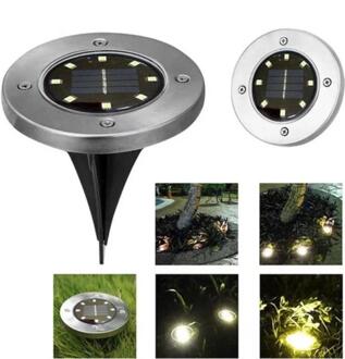 1Pc Outdoor Path Way Tuin Decoratie 8 Led Solar Power Begraven Licht Onder Grond Wit Warm Wit Licht Voor yard Patio 8led wit licht