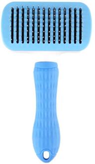 1Pc Pet Hair Remover Hond Kat Hair Cleaner Borstel Massage Kam Huisdier Schoonmaken Accessoires blauw