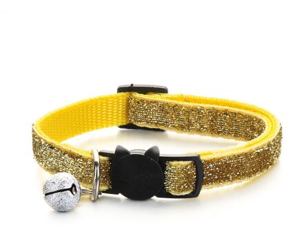 1PC Pet Hond Kat Halsband Met Bel Verstelbare Veiligheid Casual Sequin Puppy Kraag Neck Strap Huisdieren Huishoudelijke Benodigdheden geel